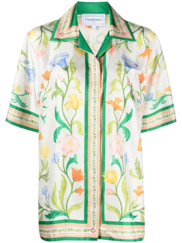 L'Arche Fleurie flower-print silk-twill shirt | Farfetch Global