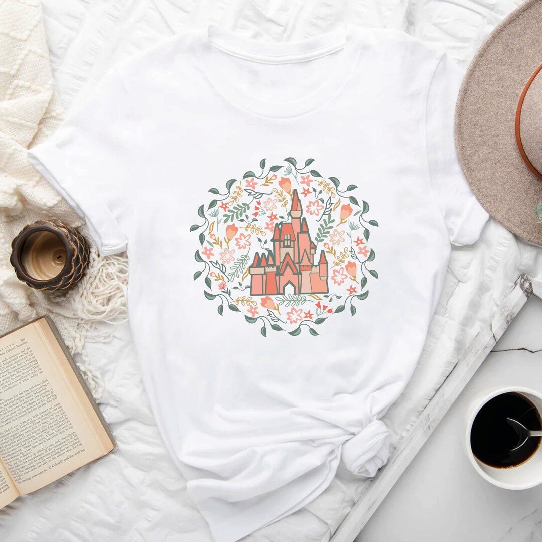 Cinderella's Castle Garden Tshirt, Magic Kingdom Castle Spring Floral Shirt, Magical Vacation Wom... | Etsy (US)
