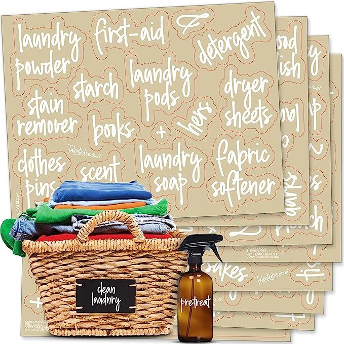 Talented Kitchen 141 Laundry Room & Linens Closet Organization Labels. Script, Preprinted Sticker... | Amazon (US)