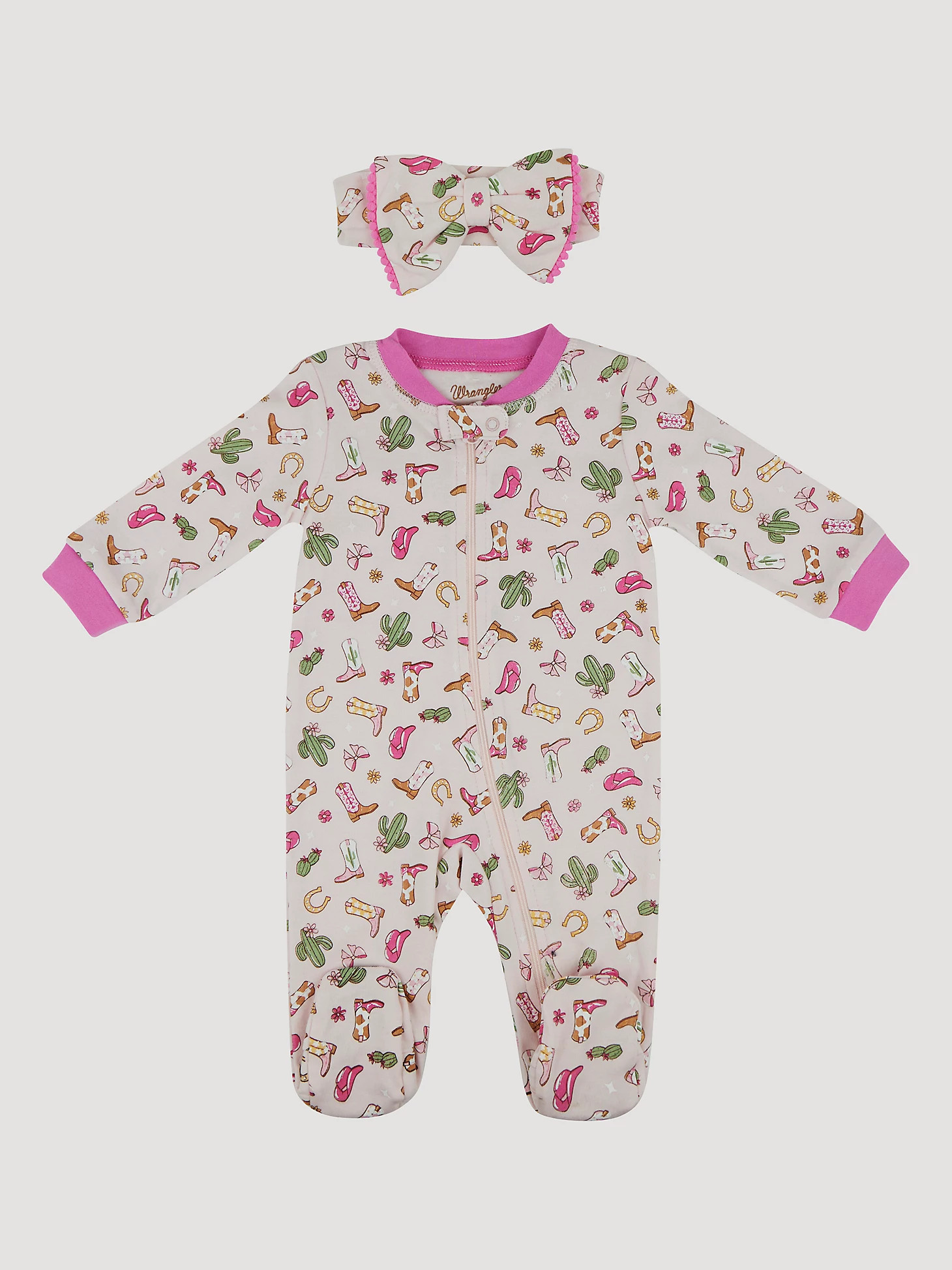 Wrangler Baby Girl Zip Coverall with Bow | Wrangler