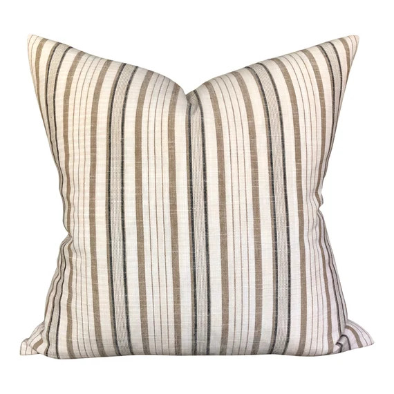 Kettlewell Collection Aiko in Camel Designer Pillows // Neutral Pillow // Neutral Stripe PIllow /... | Etsy ROW