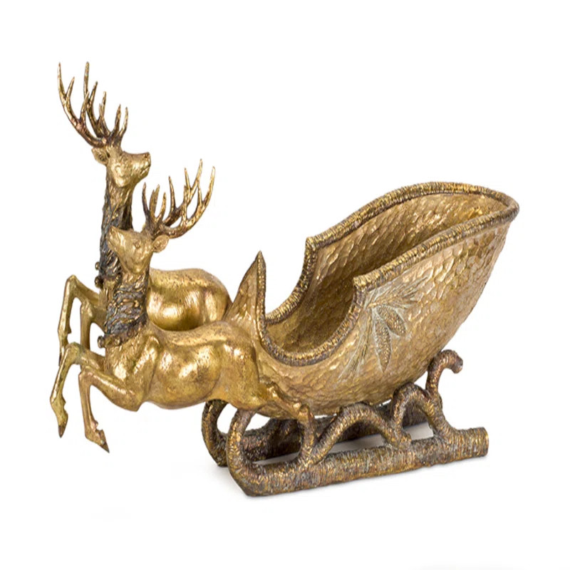 Poly Stone Deer with Sleigh | Wayfair North America