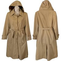Vintage Hooded Trench Coat Tan Long Lined Trenchcoat Fall Women Belt | Etsy (US)
