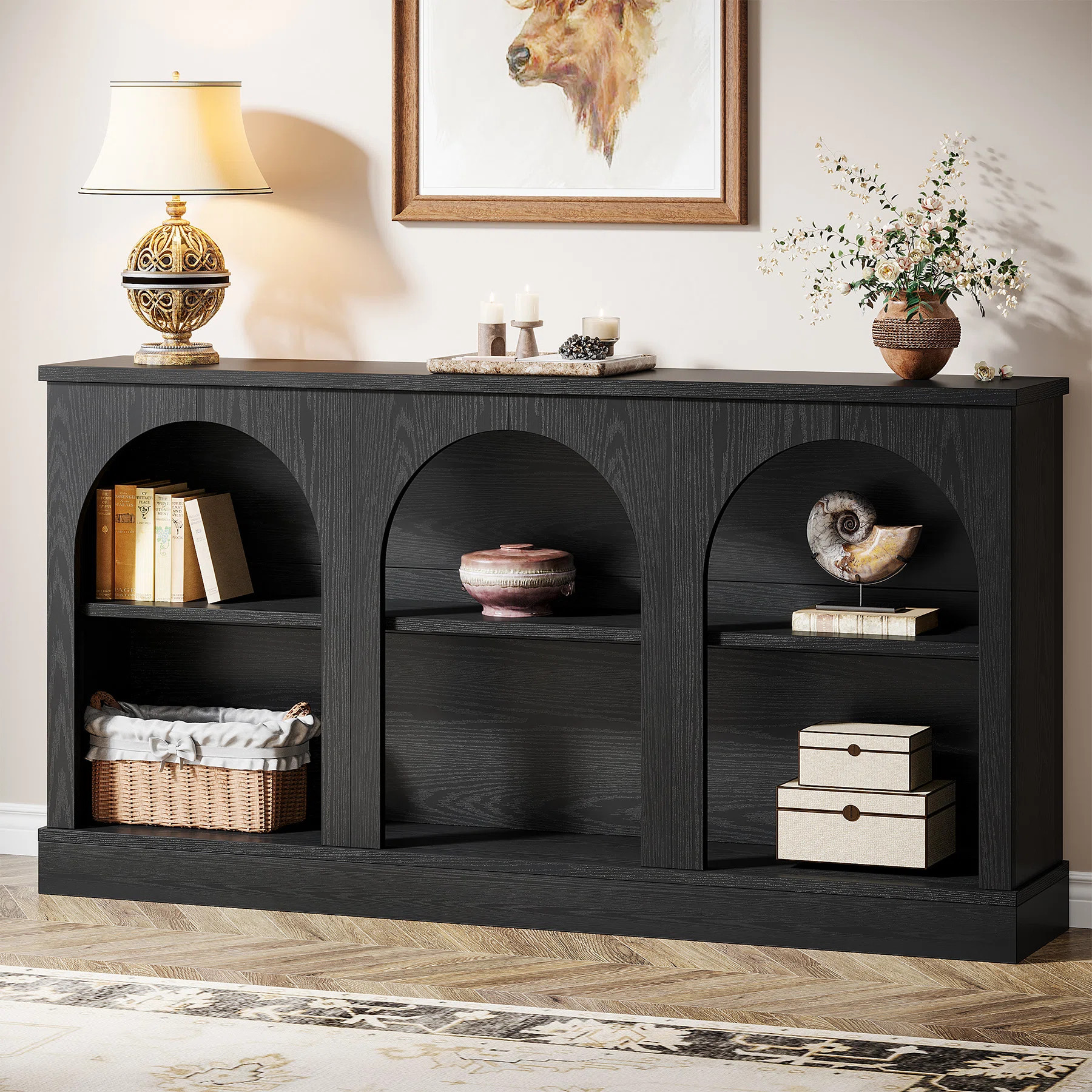 Chiswick 63" Long Wooden Farmhouse Entryway Console | Wayfair North America