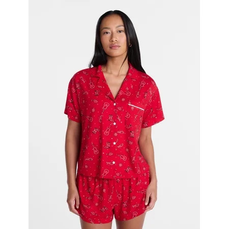 Ice Cream Women's Notch Top and Shorts Pajama Set from Way to Celebrate, 2-Piece, Sizes XS-3X | Walmart (US)