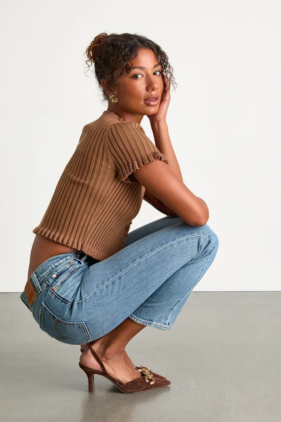 Wedgie Straight Light Wash Cropped High-Rise Jeans | Lulus