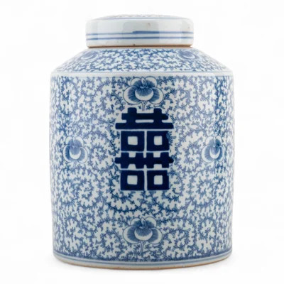 Porcelain Tea Jar with Floral Lattice Pattern | Wayfair North America