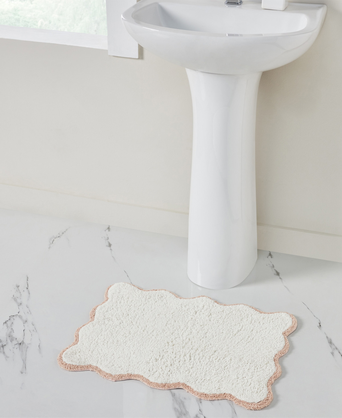 Vcny Home Scallop Cotton Bath Rug, 17" x 24" - Blush | Macy's