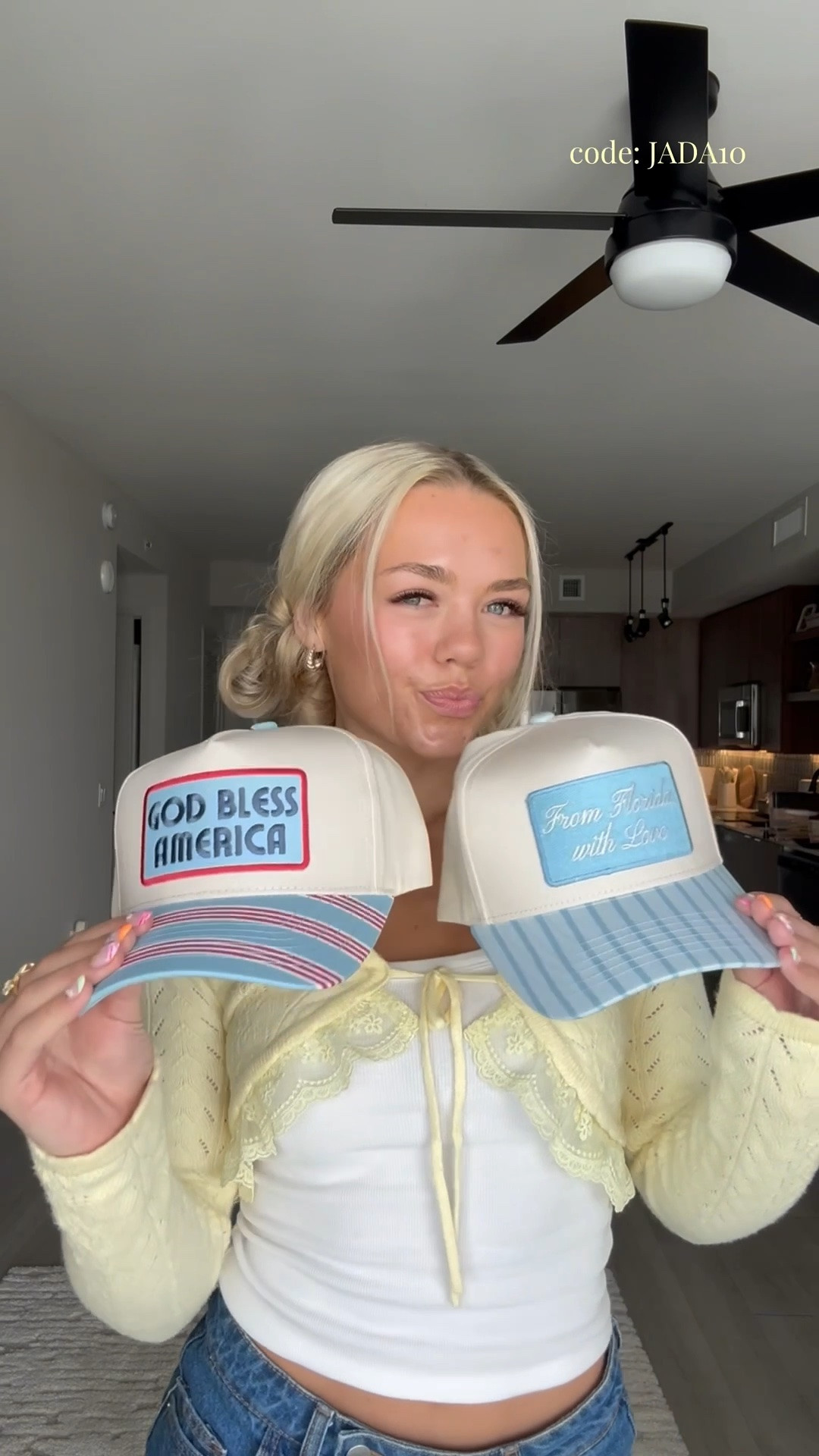 trucker hat haul from @KenzKustomz 🫐🤍🐚 

i will be wearing these on repeat all summer!

don’t forget to use code JADA10 for 10% off your whole purchase at Kenz Kustoms! 

#TruckerHat #Unboxing #NewArrivals #4thOfJuly #Florida

#LTKSaleAlert #LTKvlog #LTKootd