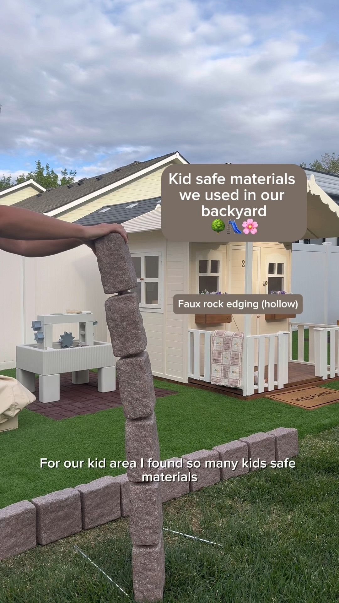 How cool are these kids safe materials?! 

I had no idea that rubber pavers were a thing, I also didn’t know that faux rock edging was a thing! 

The faux rock edging comes in a bunch of different colors and heights too! It’s safe to weed whack and it’s safe for the elements. 

The rubber pavers were a great alternative to putting in brick in the kids picnic areas and water table area because it is safer if they fall. 

I was also so excited when I found fall safe rubber tiles that make climbing areas safer. These rubber tiles come in 1 inch, 2 inch and almost 3 inch thickness, depending upon the height of the fall!

| outdoor activities for kids, summertime activities, outdoor fun, backyard play area, summer ideas for kids, outdoor toys, screen free, toddler activities, Amazon find, Amazon must have, Amazon mom |

#momhacks #momhack #momhacks101 #babymusthaves #mommusthaves #parenthacks #parenthood #momfinds #parentinghacks #kidessentials #toddleressentials #toddlermusthaves #toddlerlife #kidtoys #kidactivities #familylife #familytime #familyactivities #outdoorplay #outdoorplayground #outdooractivitiesforkids #amazonfinds #amazonmusthaves #amazontoys #amazonmom

#LTKHome #LTKFamily #LTKKids