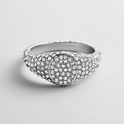 Penelope Signet Ring - Silver/Pavé - 2 | BaubleBar