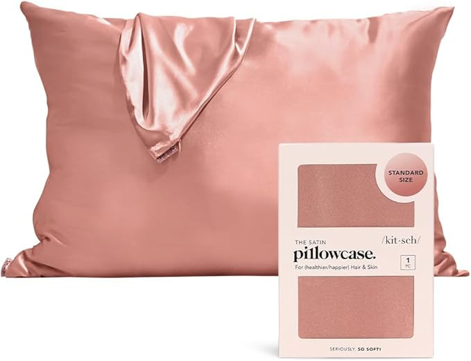 Kitsch Satin Pillowcase with Zipper for Hair & Skin, Softer Than Silk Pillow Cases Queen, Wrinkle... | Amazon (US)
