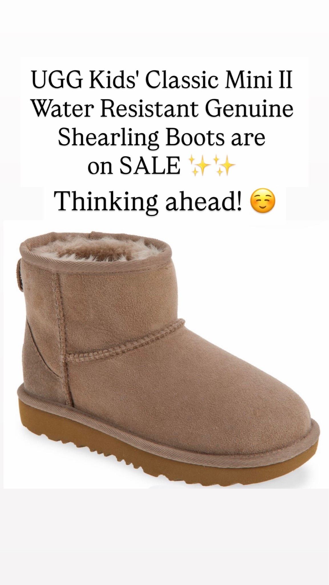 UGG Kids' Classic Mini II Water Resistant Genuine Shearling Boot

#LTKKids #LTKSaleAlert