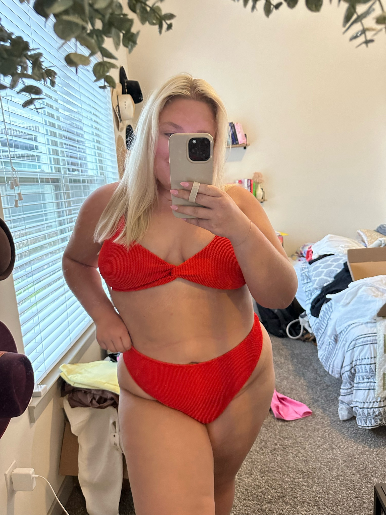 Good American scrunch bikini! Wearing size 5/2XL in both! Wearing color bright poppy!

#LTKcurves #LTKswim #LTKunder100
