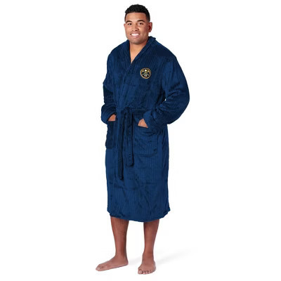 NBA Denver Nuggets Ribbed Robe: Midweight Polyester, Front Tie, Long Sleeve, Adult Sizing | Target