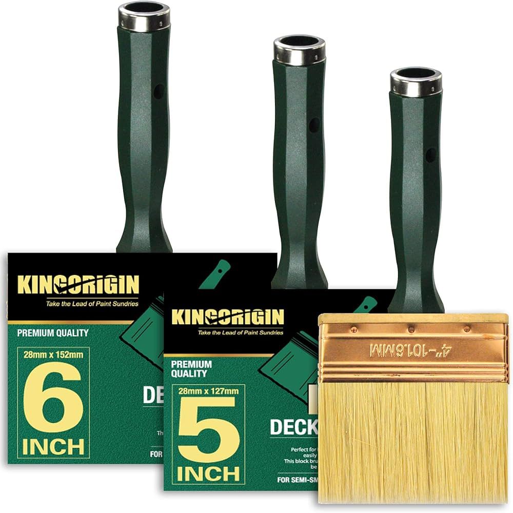 3 Piece(4inch,5inch,6inch) Deck Stain Brush by Kingorigin Block Brush, Paint Brush Heavy Duty Pro... | Amazon (US)
