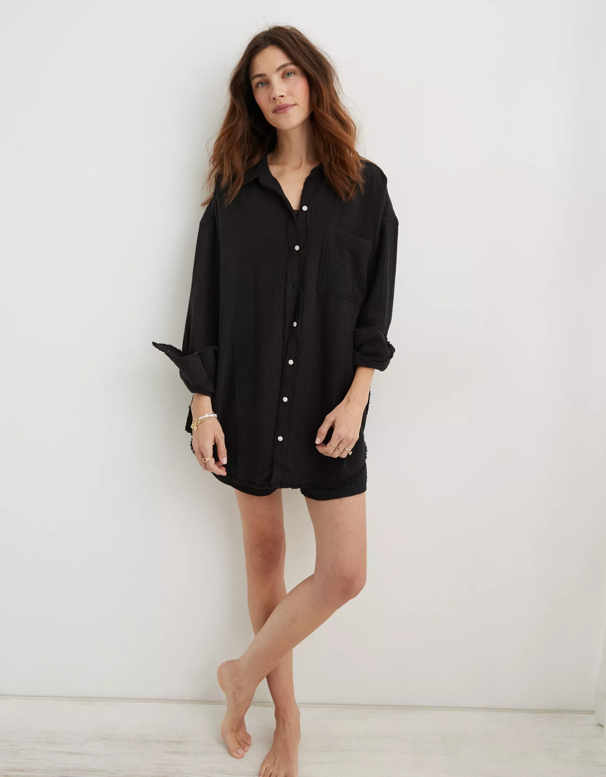 Aerie Gauzy Cover Up Shirt | Aerie