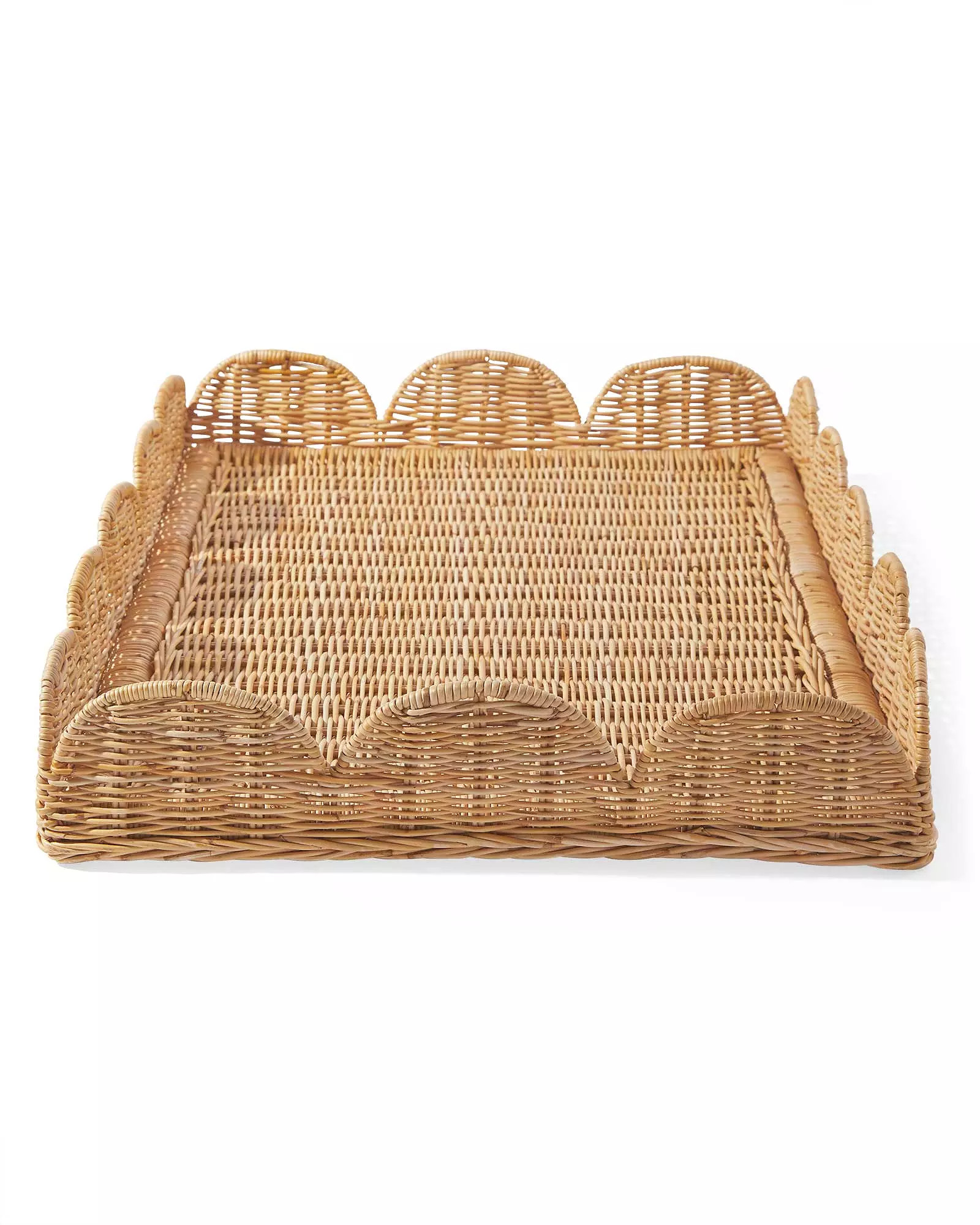 Scallop Rattan Tray | Serena and Lily