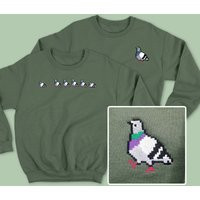 Pixel Pigeon Embroidered Sweatshirt/Hoodie | Etsy (US)