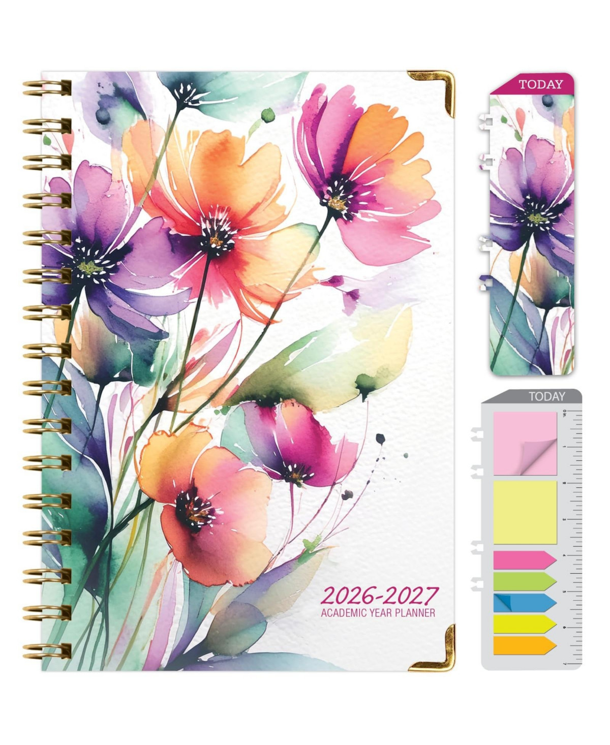 Gnuadz Hardcover Academic Planner 2026-2027 14-Month Daily Weekly Monthly Agenda - Rainbow floral 5.5" x 8 | Macy's