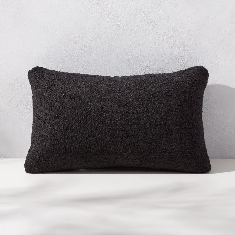 Silves Modern Black Boucle Outdoor Throw Pillow 20x12 + Reviews | CB2 | CB2