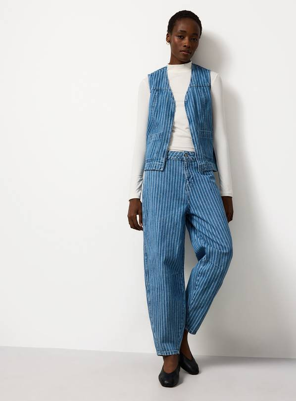Mid Blue Striped Denim Co-ord Waistcoat 8 | Tu Clothing