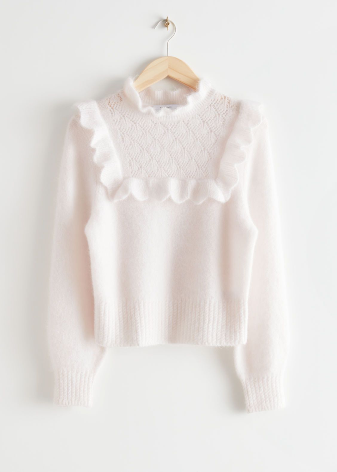 Frilled Overlay Knit Sweater - White | & Other Stories US