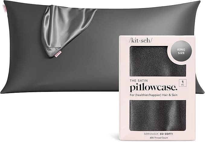 Kitsch Satin Pillowcase with Zipper for Hair & Skin, Softer Than Silk Pillow Cases King, Wrinkle-... | Amazon (US)