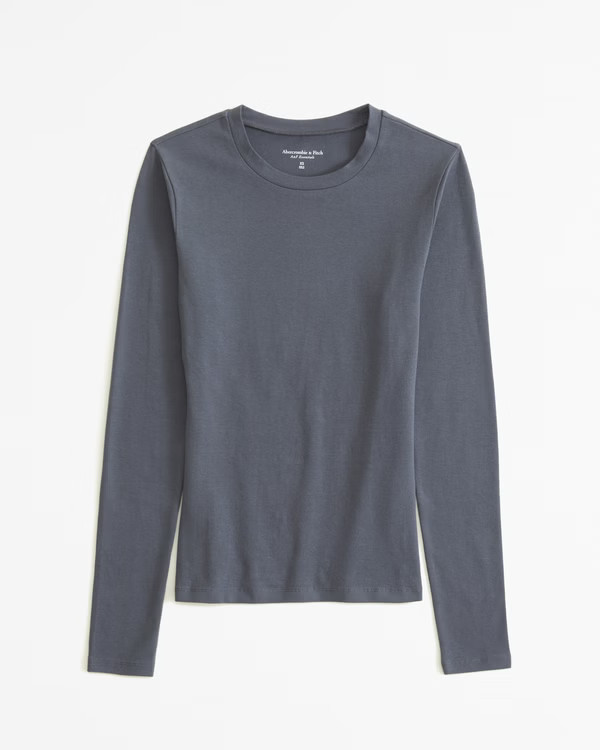 Women's Essential Long-Sleeve Tuckable Baby Tee | Women's Tops | Abercrombie.com | Abercrombie & Fitch (US)