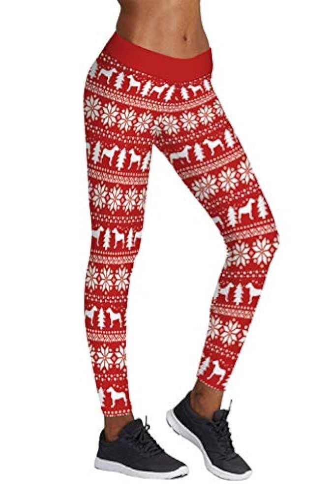 Pink Queen Women's Chic Ugly Santa Christmas Leggings Funny Costume Tights | Amazon (US)