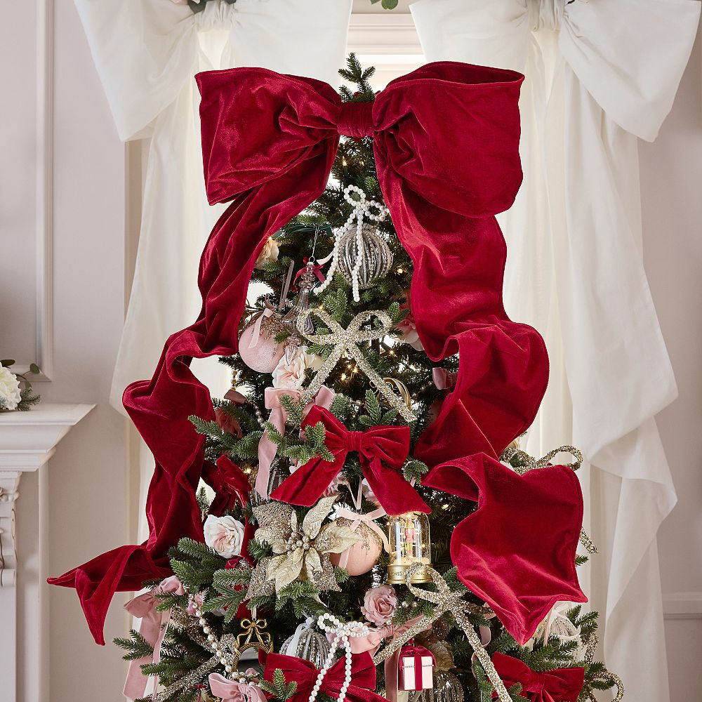 LoveShackFancy Red Velvet Bow Tree Topper | Pottery Barn Teen