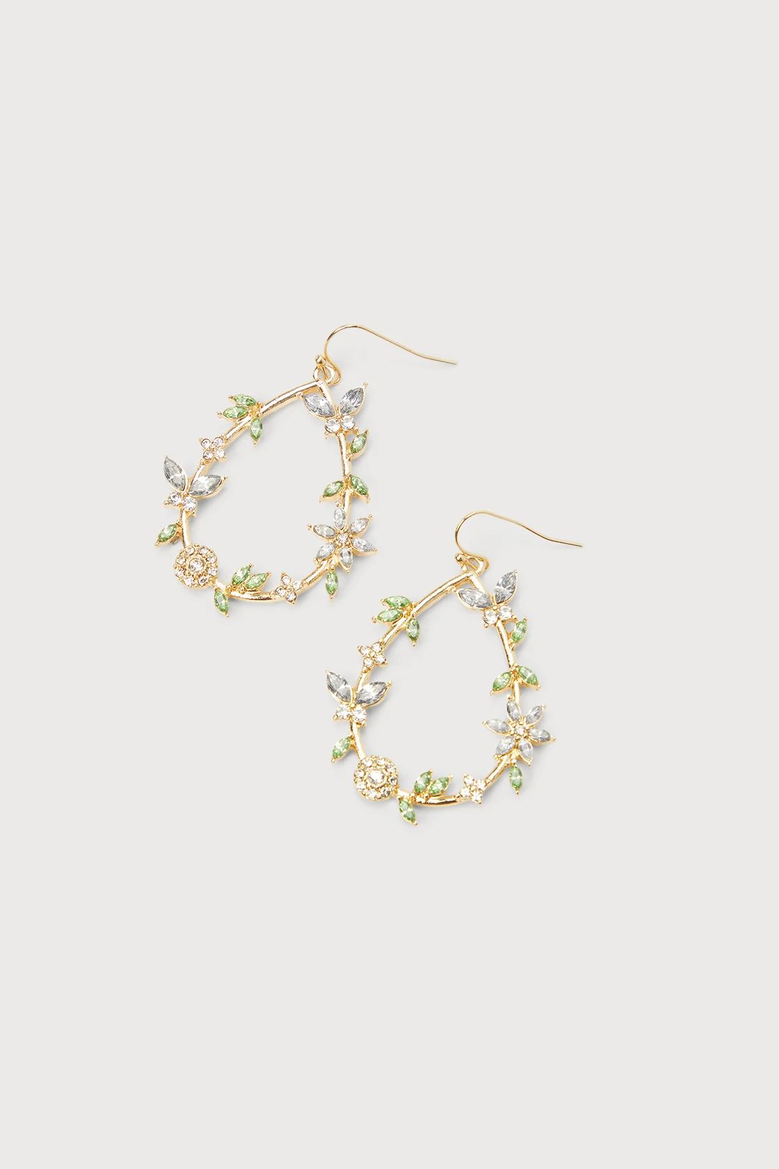 Fabulously Flourishing Gold Rhinestone Floral Teardrop Earrings | Lulus (US)