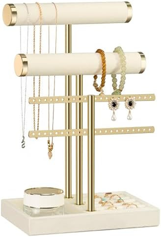 3 Tier Bracelet Holder Display - Detachable T Bar Beige Velvet Bracelet Holder, Jewelry Holder Or... | Amazon (US)