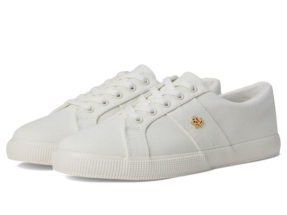 Lauren Ralph Lauren Janson II Canvas Sneakers Women's Shoes Optic White : 7.5 B - Medium | Zappos