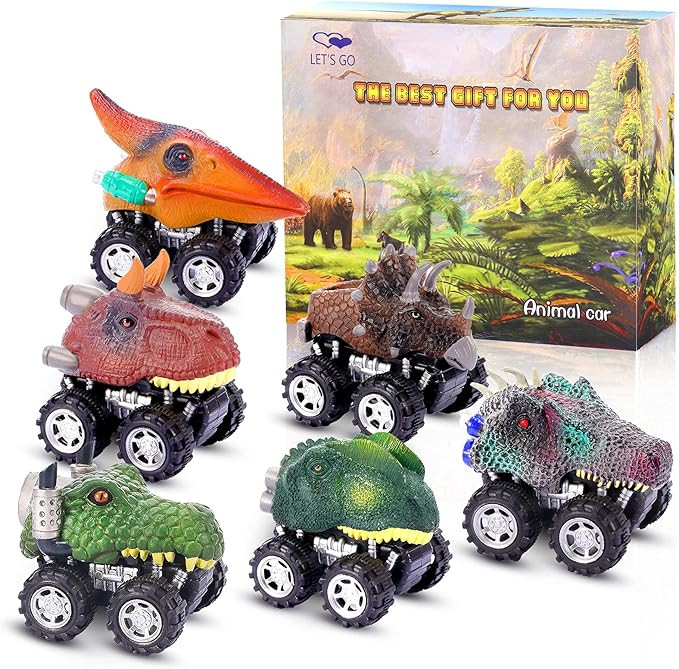 Dinosaur Toys for 3-6 Year Old Boys, Pull Back Dinosaur Cars for Kids 6 Pack Set Pull Back Dinosa... | Amazon (US)