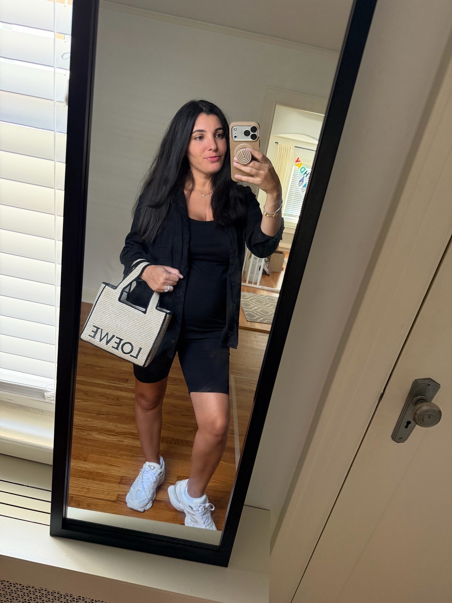 My style
OOTD
outfit of the day
Maternity style
Loewe bag
New balance sneakers
Bike shorts
Linen shirt
Maternity tank top
Bump friendly

#LTKBump #LTKmomlife #LTKootd