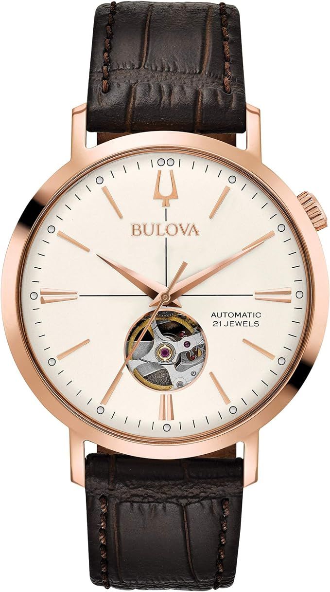 Amazon.com: Bulova Classic Automatic Men's Stainless Steel with Brown Stainless Steel Strap, Rose... | Amazon (US)