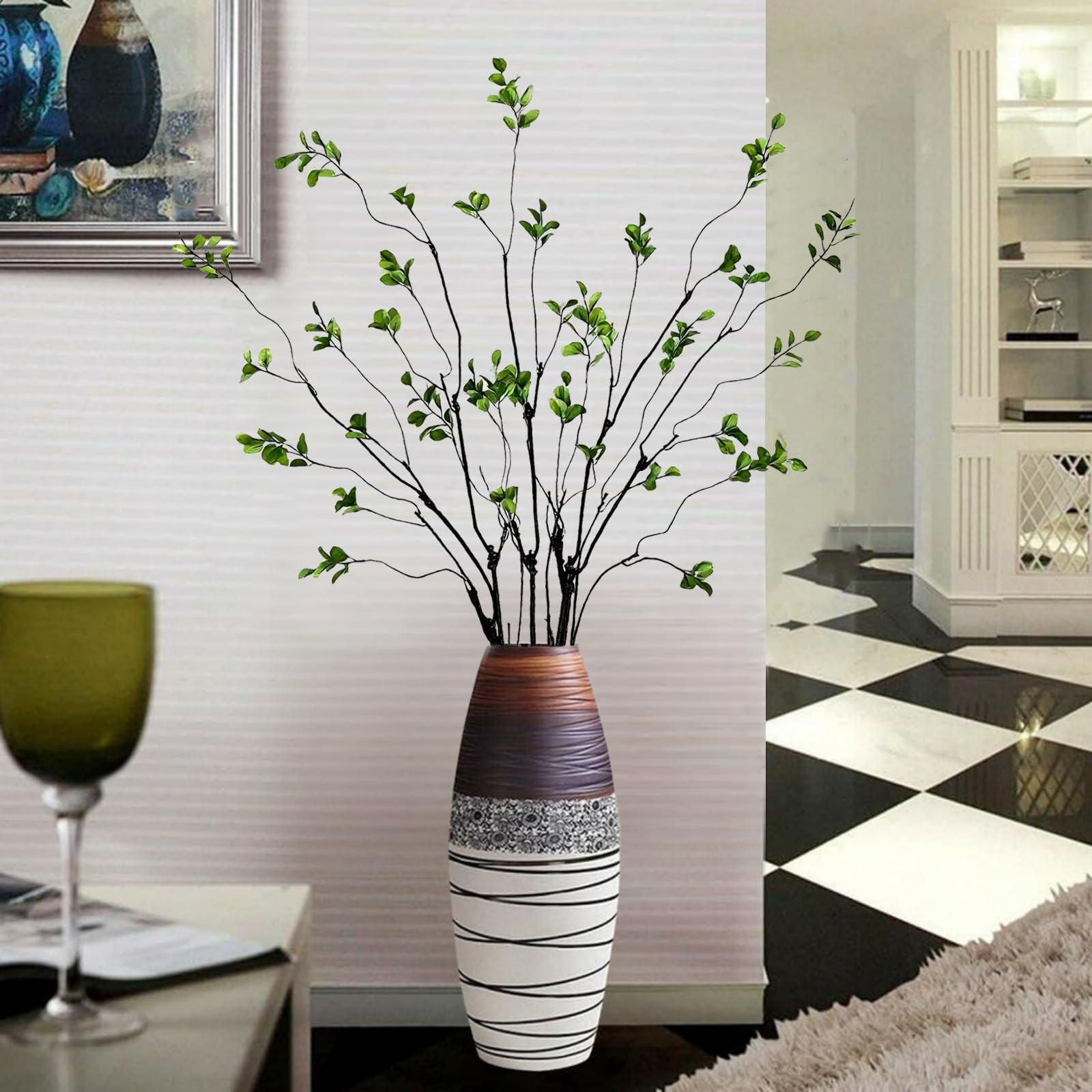 4 Pcs Artificial Ficus Branches Faux Eucalyptus Stems, 47.2 Inch Fake Greenery Stems Realistic To... | Amazon (US)