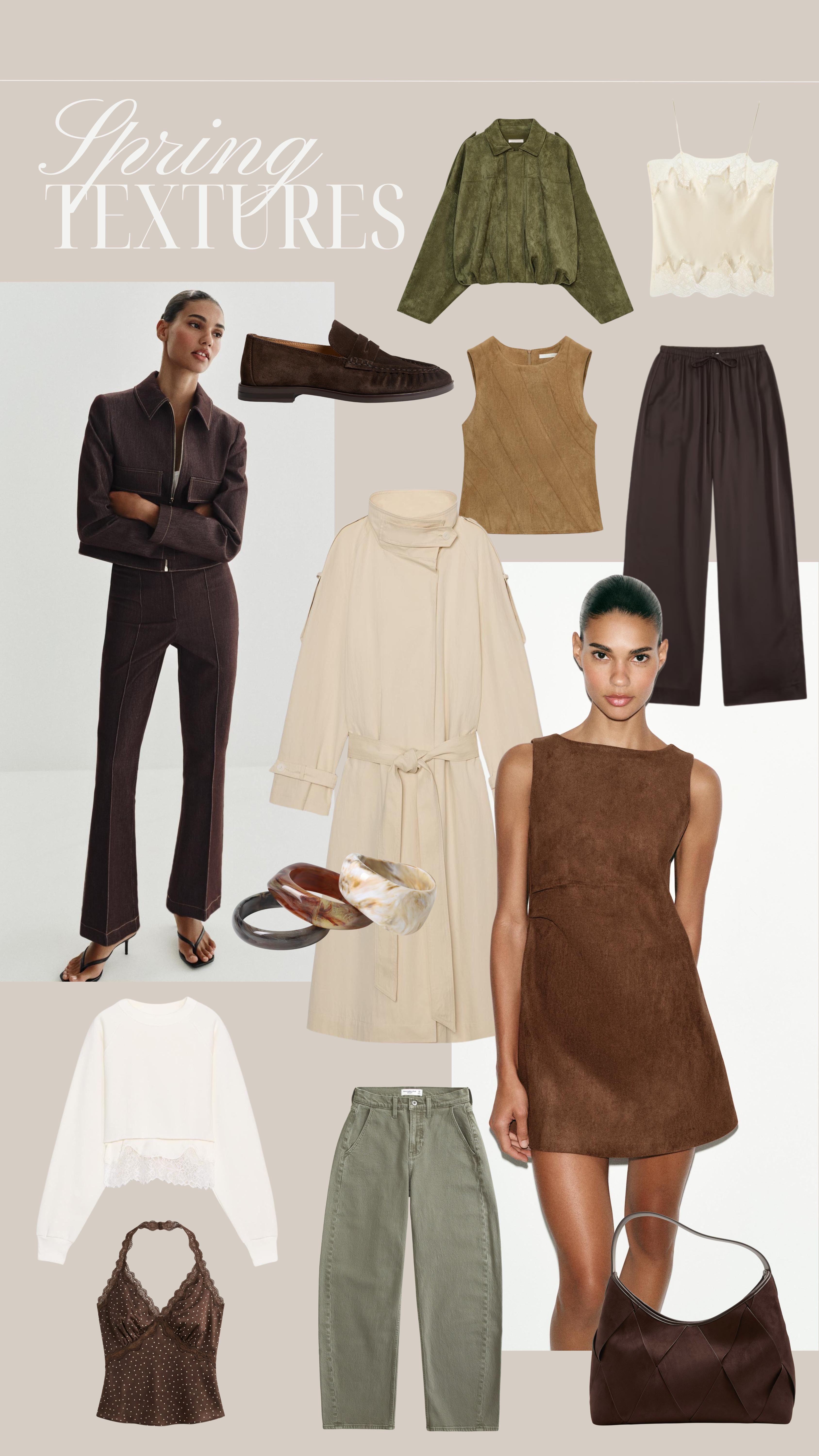 Spring Textures: Lace, Satin, Suede and Denim 🤎

High neck, funnel neck, utility jacket, suede loafers, suede dress, suede top, lace top, satin top, cami top, barrel leg, satin trousers, coord, denim coord 

 #LTKFashionMonth #LTKdatenight #LTKstyletip