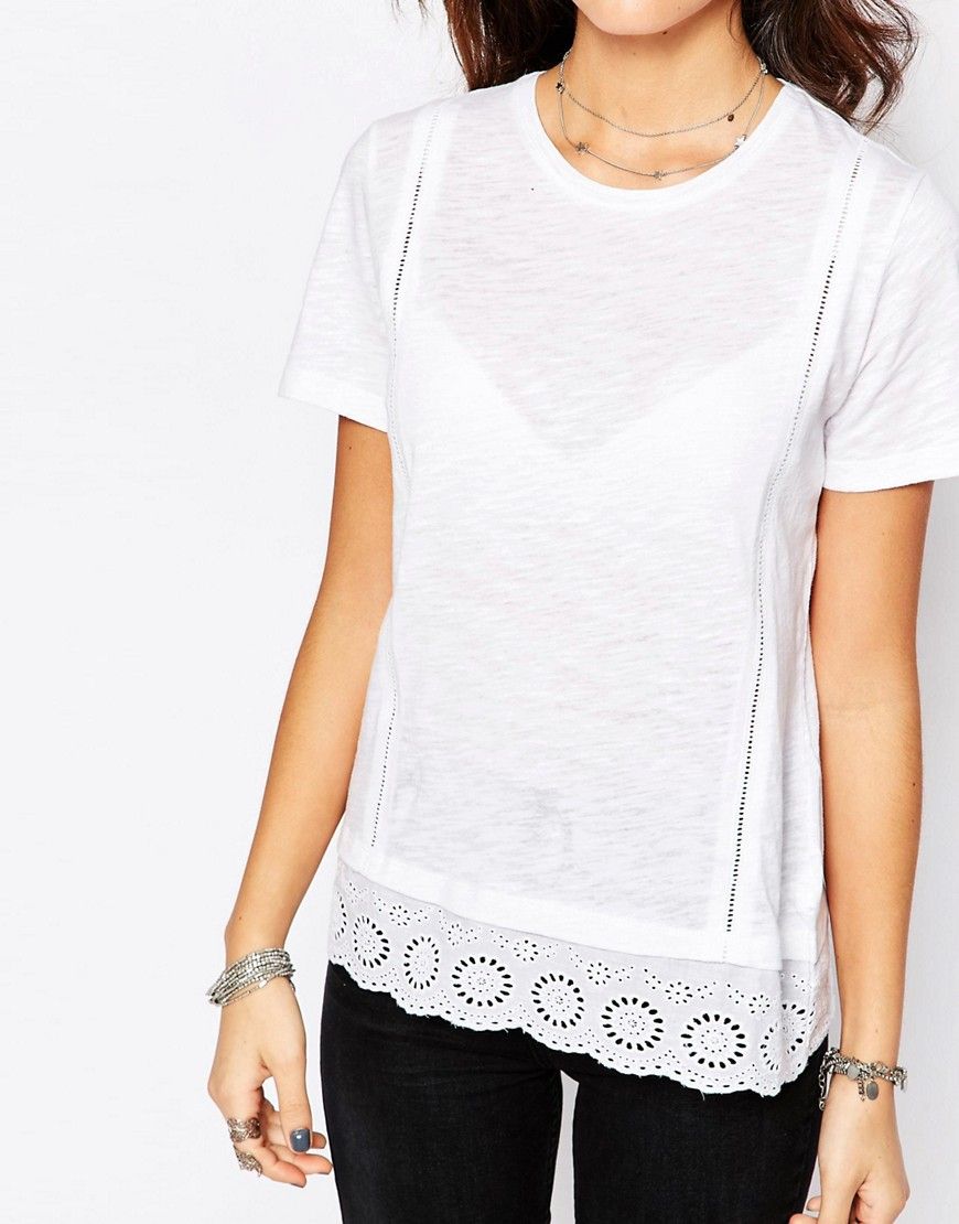 New Look Lace Hem T-Shirt | ASOS US