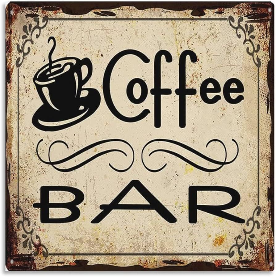 Cafe Wall Decor Coffee Bar Sign Tin Signs For Restaurant Rustic Kitchen Shop Coffee Station Decor... | Amazon (US)