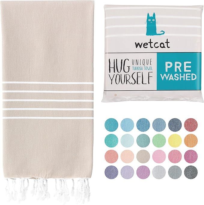 WETCAT Turkish Beach Towel (38 x 71) - Prewashed for Soft Feel, 100% Cotton - Quick Dry Boho Bath... | Amazon (US)