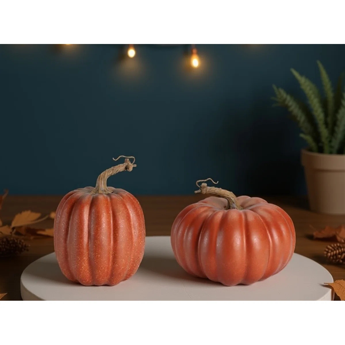 Rustic Ribbed Decorative Pumpkins (Set of 2) | Wayfair North America