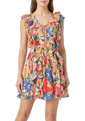 Endless Rose Women's Multi Pop Floral Chiffon Ruffled Mini, Medium | Belk