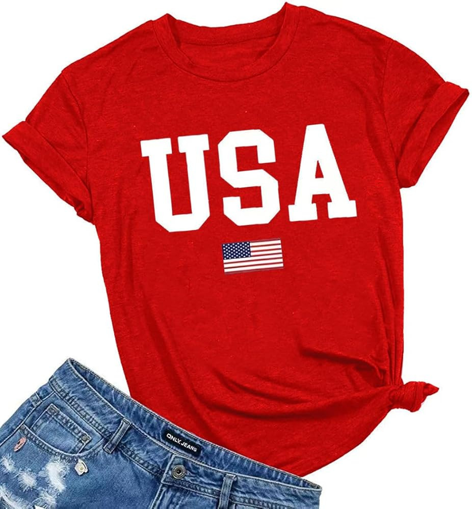 Woffccrd Womens American Flag Popsicle T-Shirts Tops 4th of July Patriotic Funny Graphic Tees | Amazon (US)