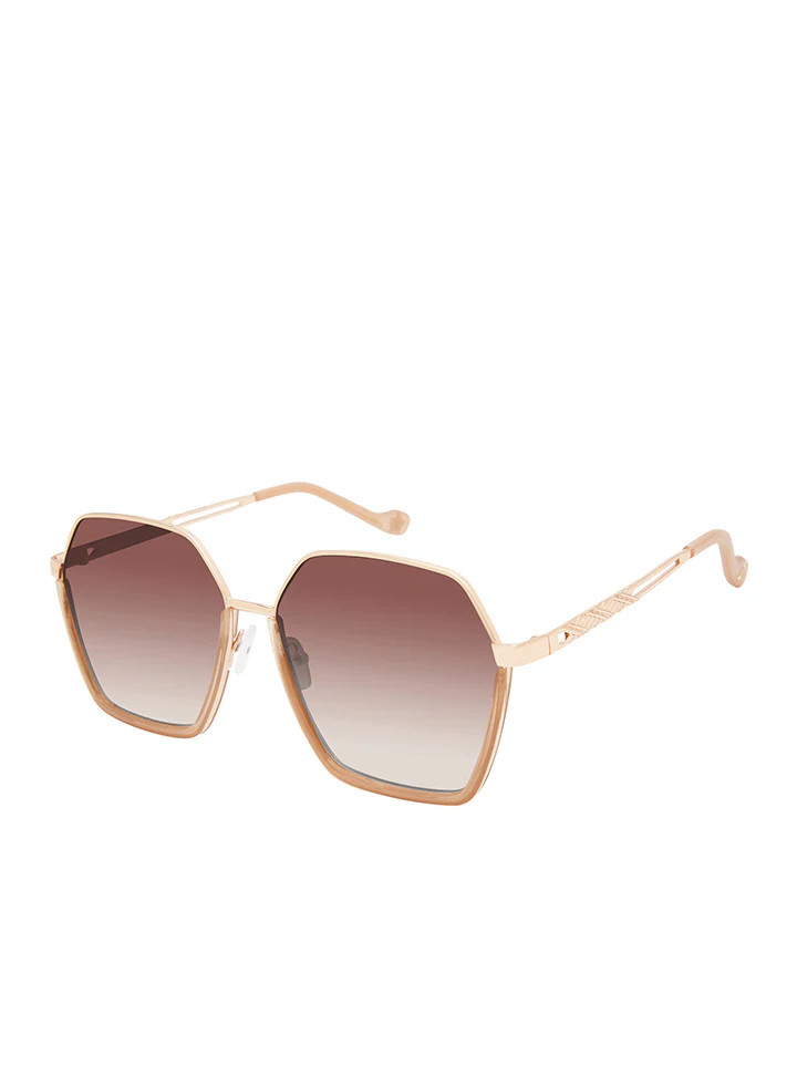 Geometric Metal Sunglasses in Gold & Nude | Jessica Simpson E Commerce