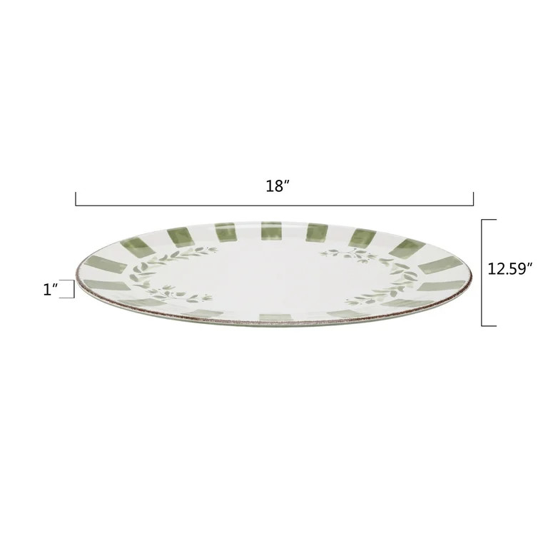Better Homes & Gardens 18-inch Oval Bamboo Melamine Serving Tray, Green | Walmart (US)