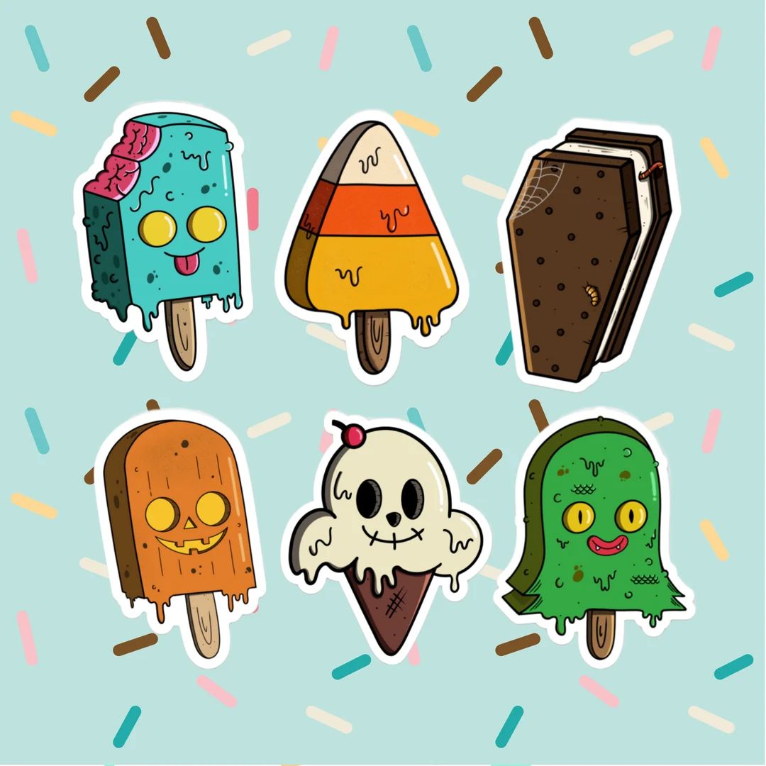 Spooky Ice Cream Sticker Pack Ice Cream Bar Stickers Spooky Cute Sticker Ice Cream Decal Summerwe... | Etsy (US)
