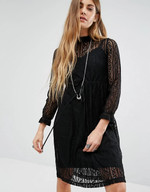 Click for more info about Navy London High Neck Lace Dress With Slip