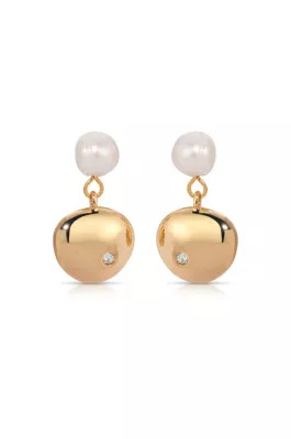 Ettika Pebble and Pearl Earrings, Gold | Belk